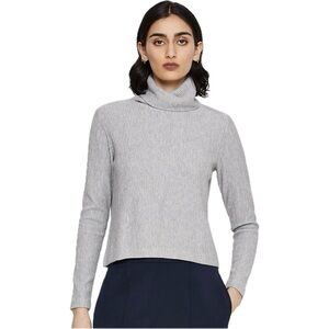 Club Monaco Meredy Top Turtleneck Ribbed Knit Heather Gray Cropped Long Sleeve S
